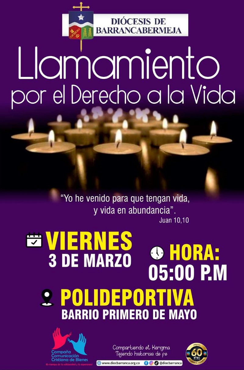 Un llamado a todos los habitantes del puerto petrolero de Barrancabermeja hizo la “MESA DE TRABAJO POR LA DEFENSA Y PROMOCIÓN DE LA VIDA” para que todos los ciudadanos sin distingo de raza, religión, filiación política, acudan este viernes 3 de marzo del 2023, participen en el desarrollo de acciones de pedagogía que promuevan la cultura del DERECHO A LA VIDA y el respeto y goce de los Derechos Humanos.